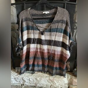 American Eagle Outfitters Striped Poncho Sweater - Multicolor